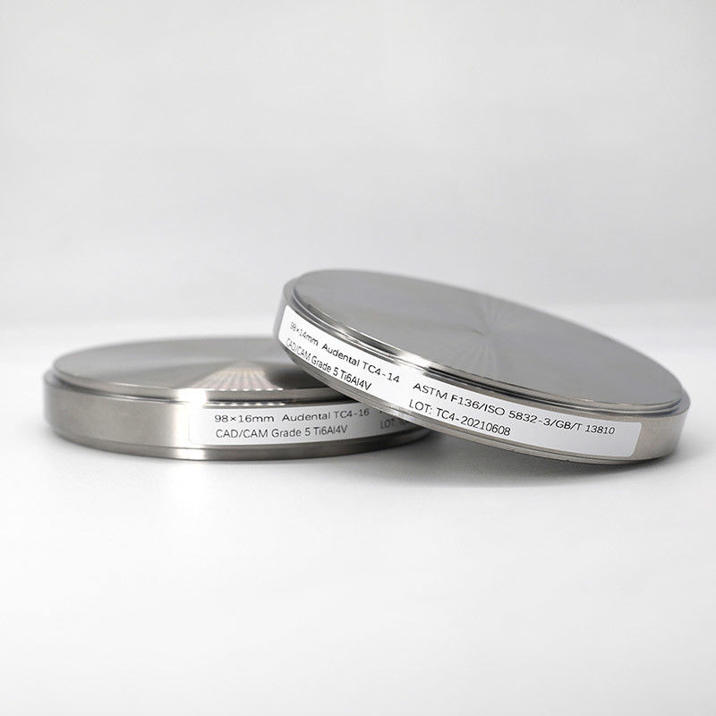 98mm Gr5 Dental Ti Blank CAD CAM Dental Milling Dental Titanium Disc para coroas