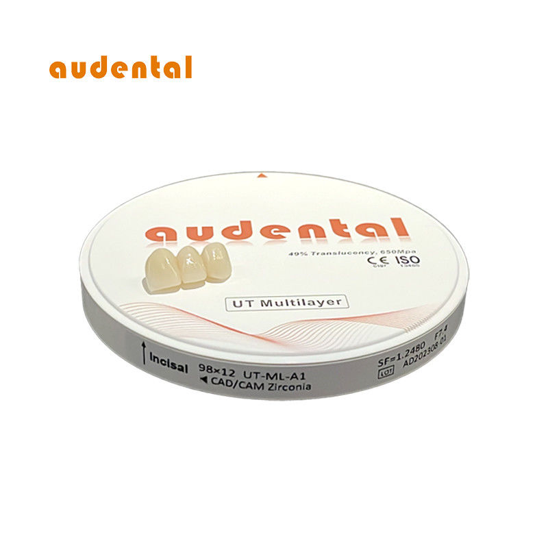 Bloco liso de zircônio Vita 16 com 49% de translucidez e resistência a 680Mpa para restauração dentária