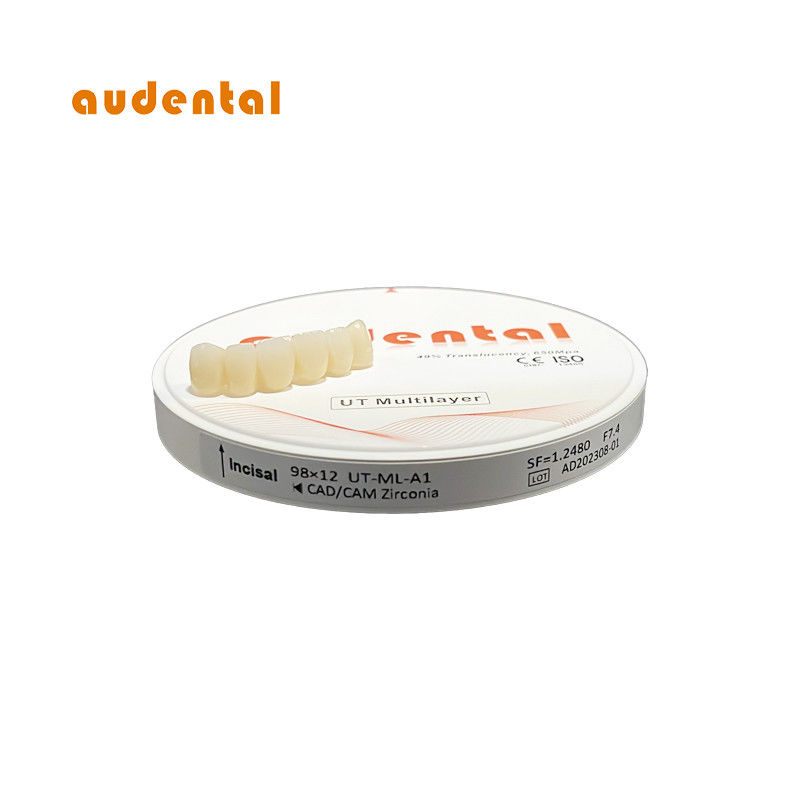 Bloco liso de zircônio Vita 16 com 49% de translucidez e resistência a 680Mpa para restauração dentária