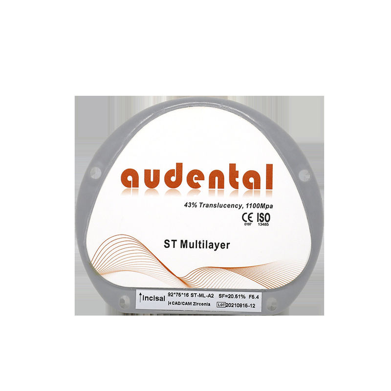 Bloco de zircônio multicamadas Vita 16 ST liso com 18 mm 43% de resistência flexural translúcida