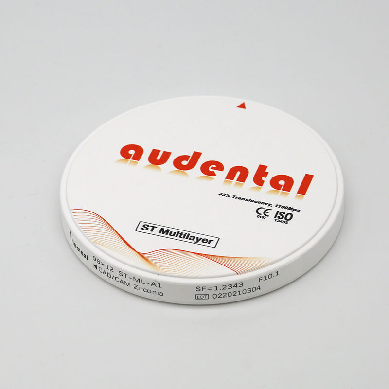 Disco redondo de zircônio translúcido ST multicamadas resistência flexural para restaurações dentárias 1100Mpa
