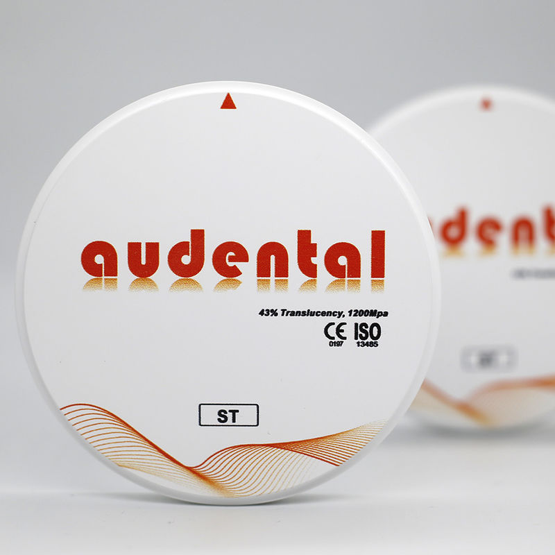 1200 MPa Bloco de zircônio dentário branco ST liso com 41-43% de translucidez e 16 líquidos colorantes