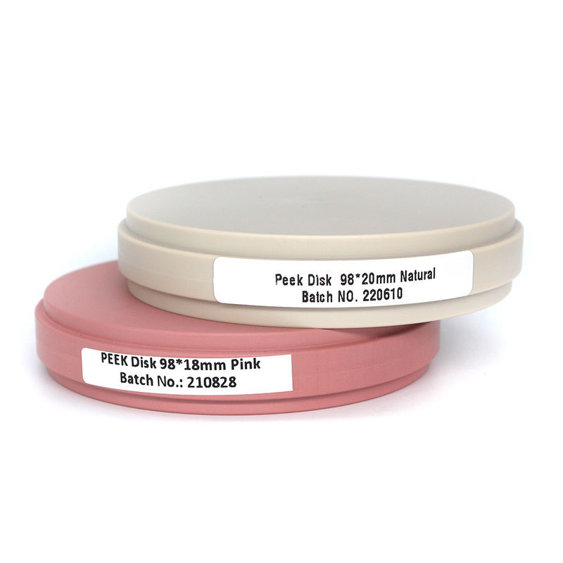 Bloco PEEK Amarelo Rosa Branco Natural para Coroas e Pontes Temporais