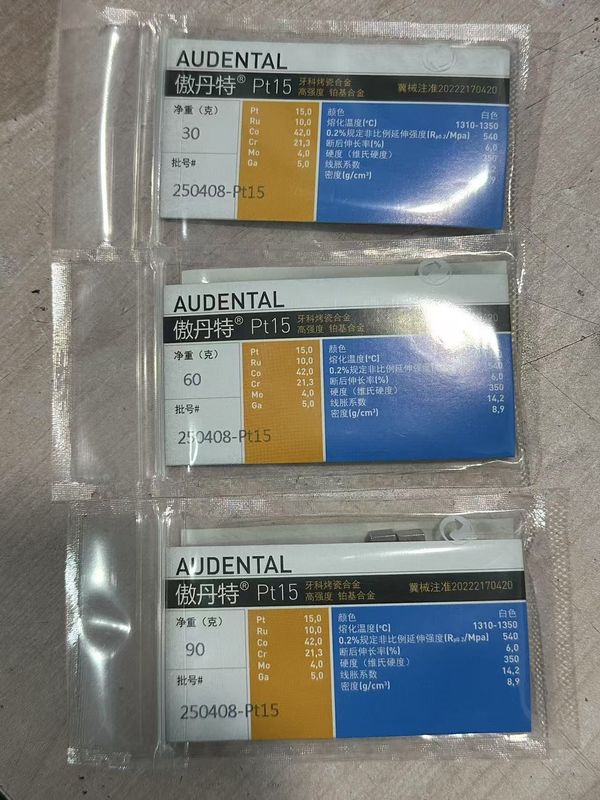 Audental PT15 Noble Alloy PT15% para porcelana dental Experimente o desempenho superior