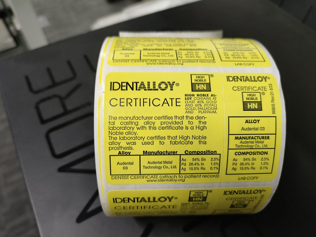 Audental 03 Au54% Liga de cerâmica dentária de alta nobreza Branca para para fabricação de restaurações de porcelana