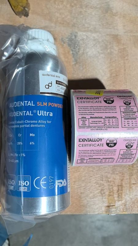 Audental Ultra SLM Powder/COCRMO/CE, FDA, IDENTLOY/PRIMAGEM DE METAL 3D Dental
