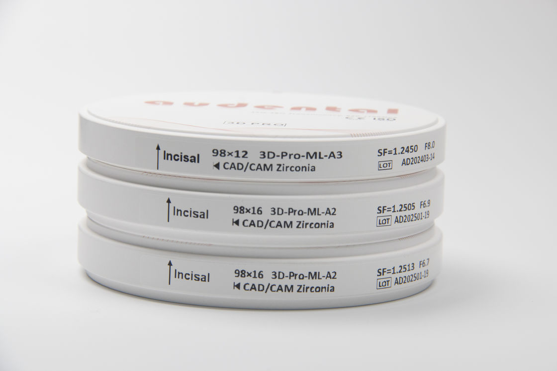 Bloco de zirconia dentária estética excepcional para sistema CAD CAM e dentes de aparência natural