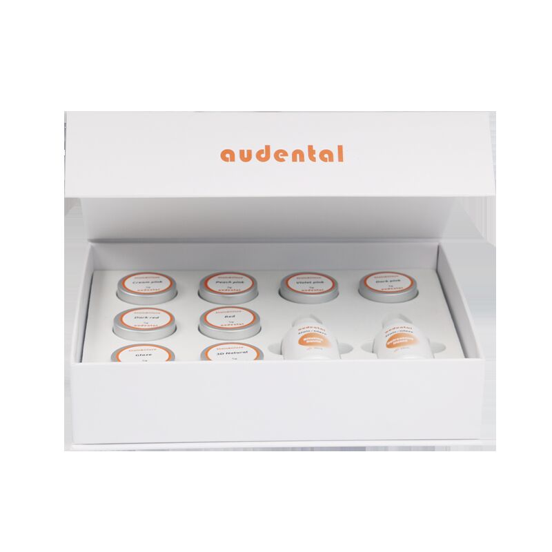 Dental Lab Equipment with stain and glaze paste sets that support workflow and precise esthetic finishing for full contour zirconia