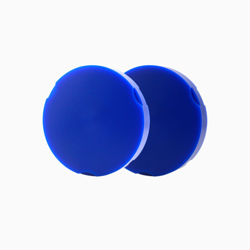 Disco de cera dentária em várias cores azul verde branco projetado para queimar limpo e permitir fácil visualização da morfologia oclusal
