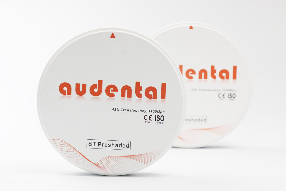 Bloco de zircônio pré-sombra fornecendo precisão de cor uniforme e alta translucidez para restaurações dentárias de aparência natural