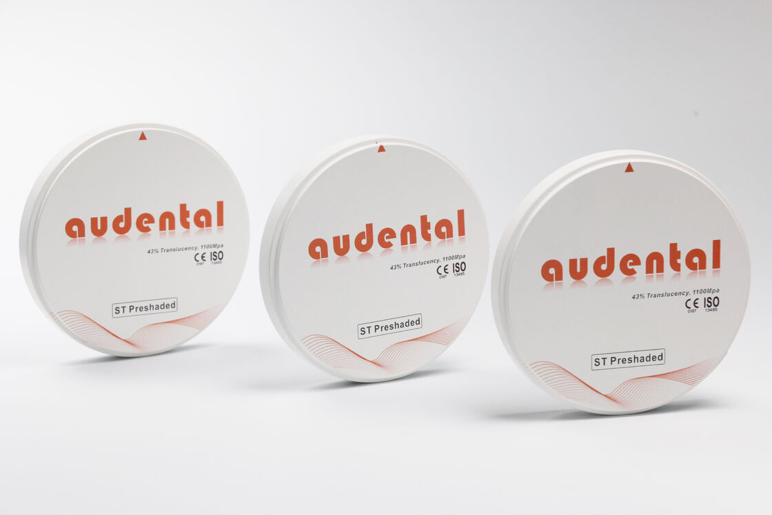 Bloco de zircônio pré-sombra fornecendo precisão de cor uniforme e alta translucidez para restaurações dentárias de aparência natural