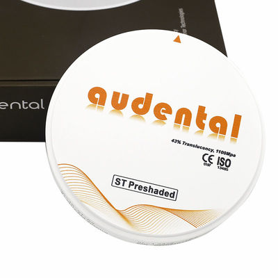 Bloco de Zircônia Pré-Sombreada CAD CAM ST/DST Alta Translucidez Zircônia 43% ISO