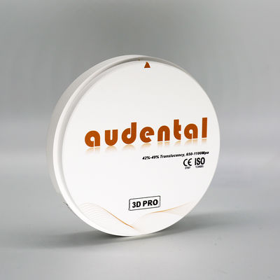 Translucidez 42-49% Audental CAD CAM Disco de zircônio, Bloco de zircônio dentário de 20 cores