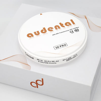Consumíveis dentários 3D Zirconia Bloco de resistência 650-1100Mpa 98/95/92mm Audental Multicamadas CAD CAM materiais de fresagem