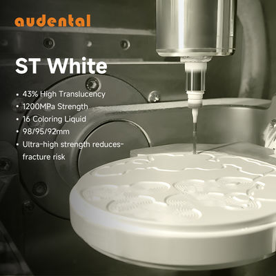 1200mpa Alta resistência ST Branco Zirconia em branco 43% Translúcido Dental Zirconia Bloco