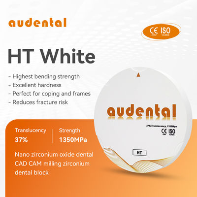 Bloco de zircônio dentário de alta resistência Audental HT Branco 1350MPa para dentaduras completas